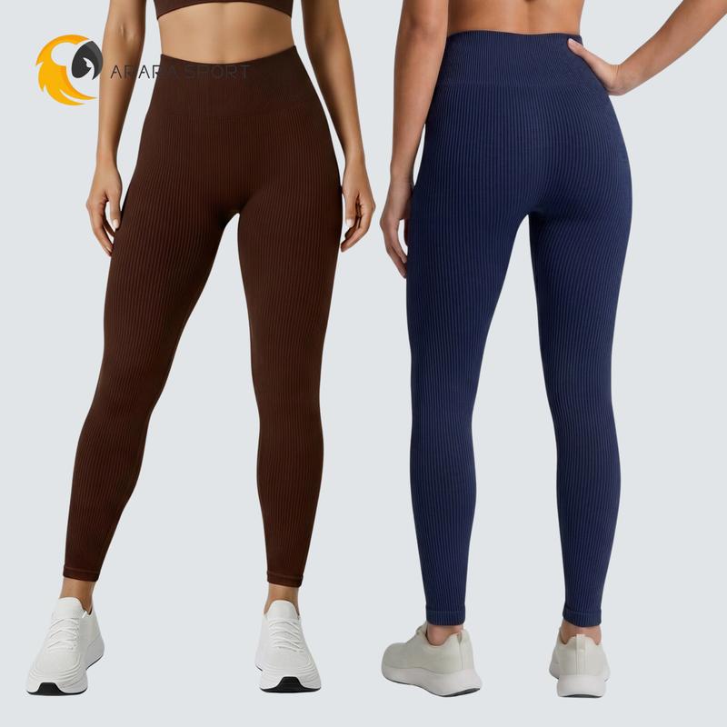 KIT 2 Calça Legging Canelada Poliamida Sem Costura Cintura Alta Zero Transparência