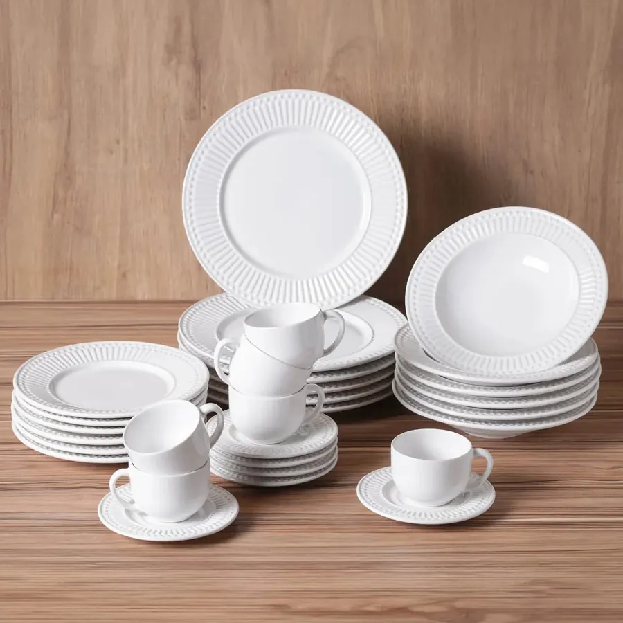 Aparelho de Jantar 20 Peças Roma Branco Porto Brasil